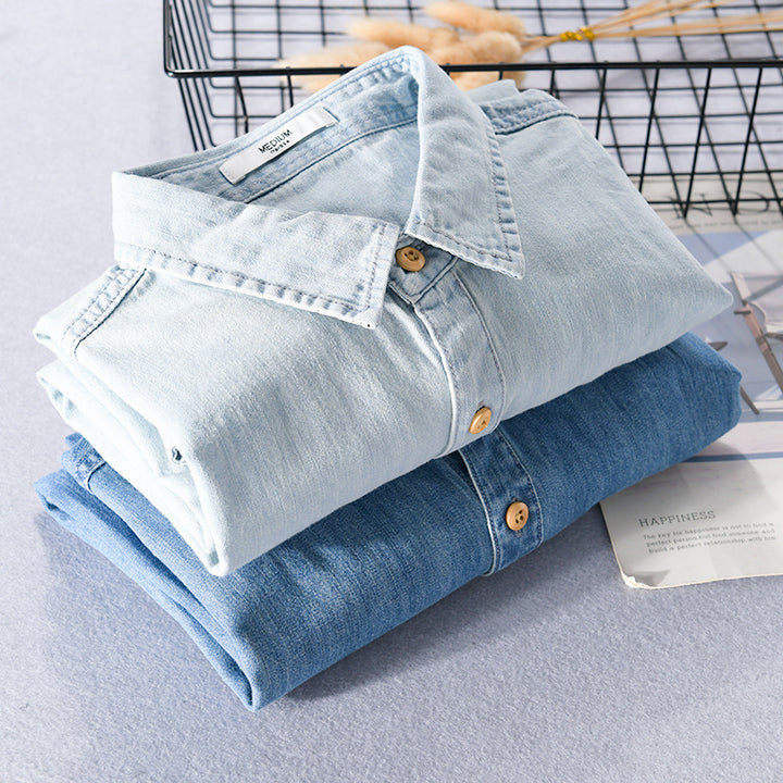 Herren Leichtes Denim-Hemd im Relaxed‑Fit mit Brusttasche und Holzknopfleiste Echoarchiv