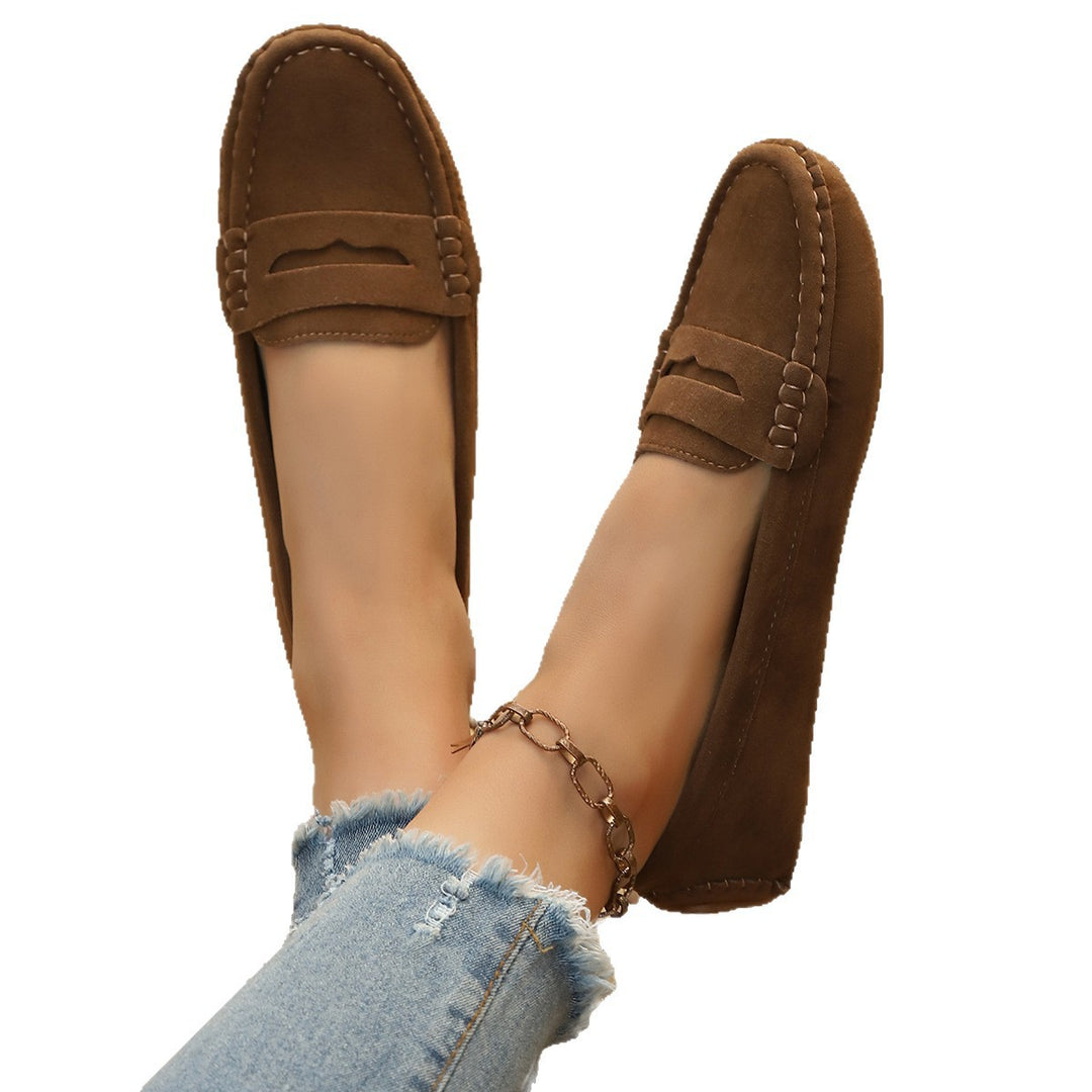 Damen klassische Penny-Loafer aus weichem Kunstleder mit gesteppter Rahmennaht und gepolsterter Komfortinnensohle – Lioré