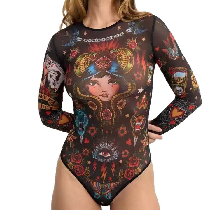 Damen Langarm Badeanzug mit dynamischem Tribal-Muster Echo Archiv