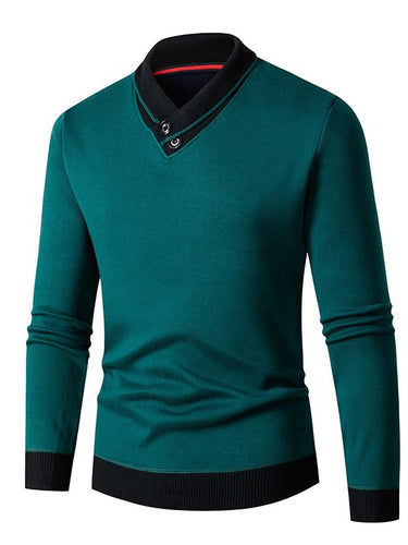 Herren modischer Pullover mit asymmetrischem Kragen und Knopfdetail Echoarchiv