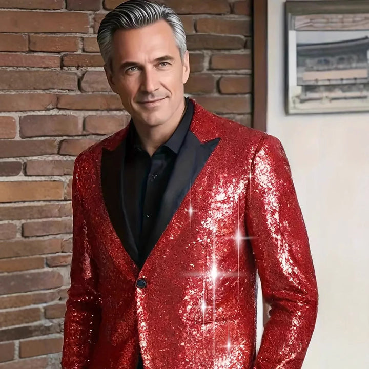 Herren Funkelnder Paillettenblazer mit elegantem Schnitt Echoarchiv