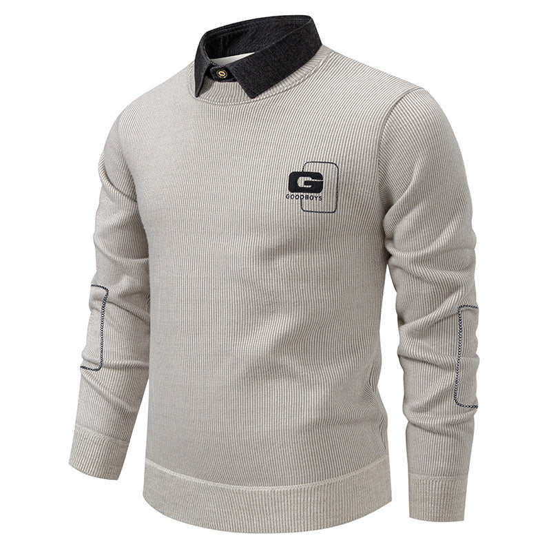 Herren eleganter Pullover mit Kragen und feinem Strickmuster Echoarchiv