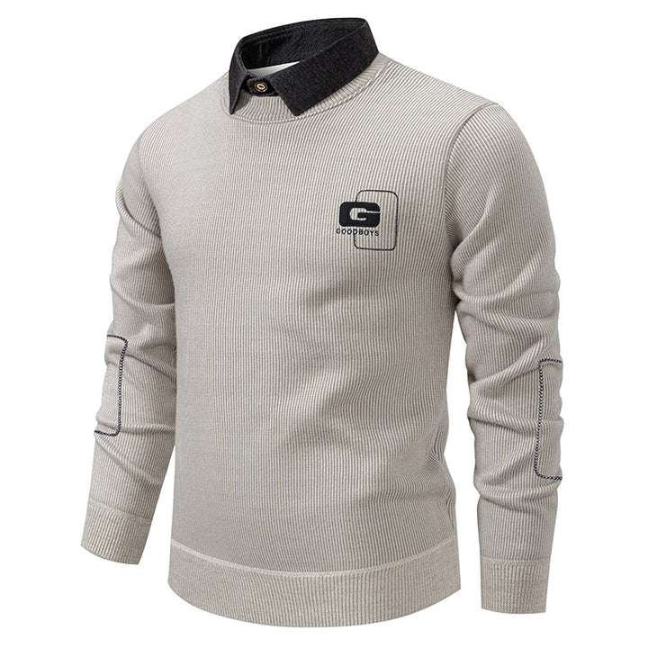 Herren eleganter Pullover mit Kragen und feinem Strickmuster Echoarchiv
