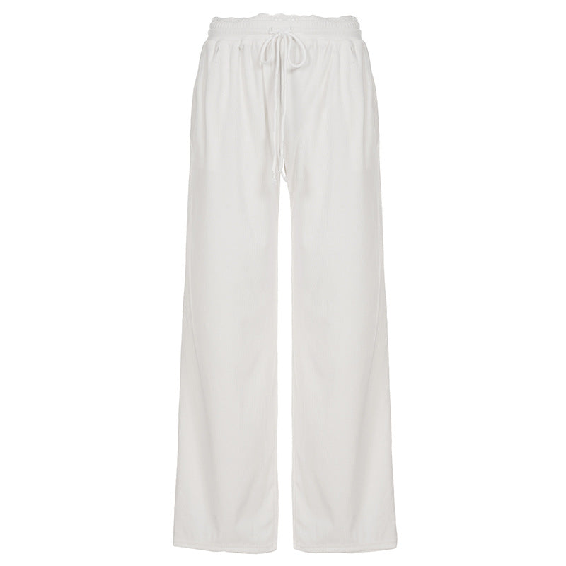 Damen Flared-Loungehose mit elastischem Bund und Bindebändern Echo Archiv