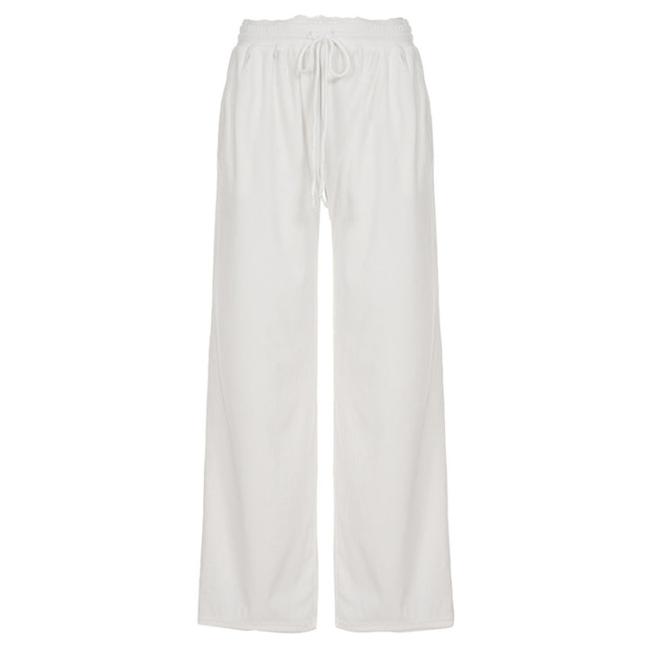 Damen Flared-Loungehose mit elastischem Bund und Bindebändern Echo Archiv