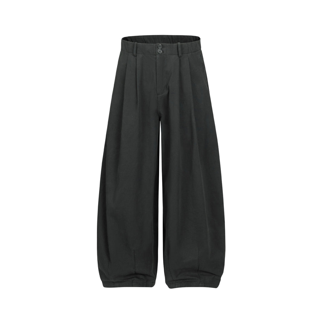 Damen Weite Culotte-Hose mit hoher Taille, Bundfalten und elastischem Knöchelabschluss Echoarchiv