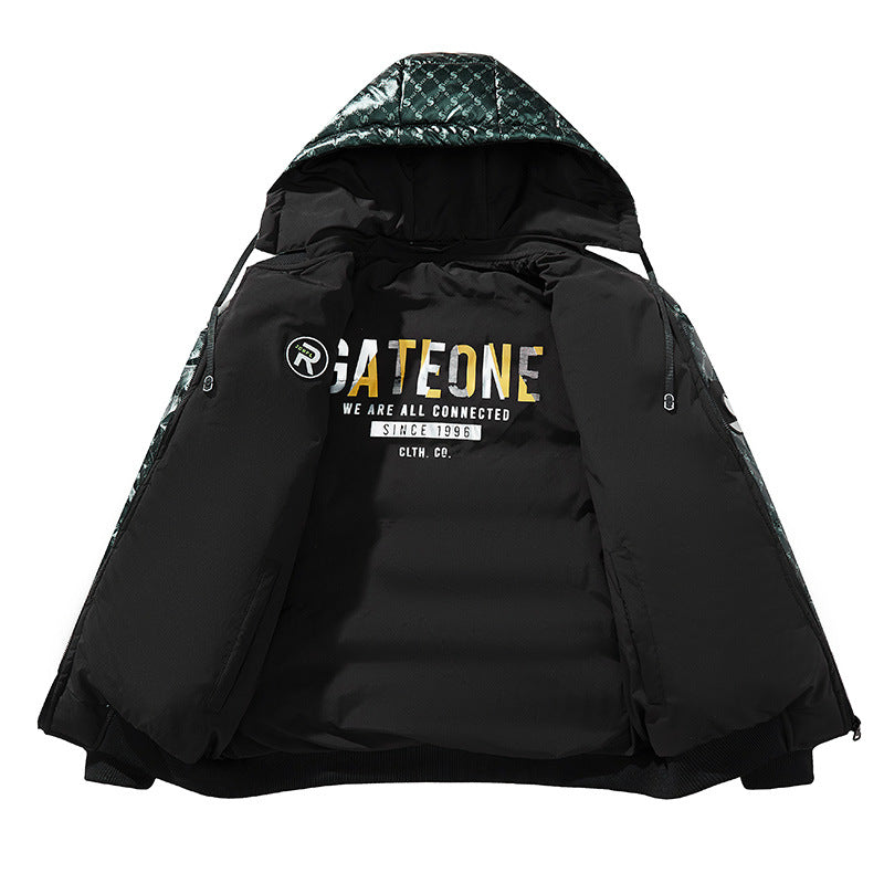 Herren Modische Steppjacke mit Kapuze und glänzendem Finish Echo Archiv