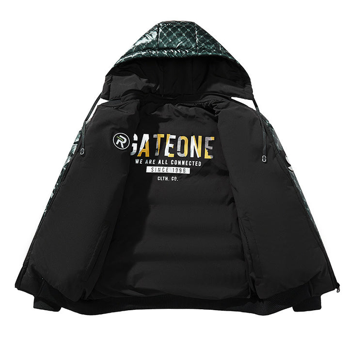 Herren Modische Steppjacke mit Kapuze und glänzendem Finish Echo Archiv