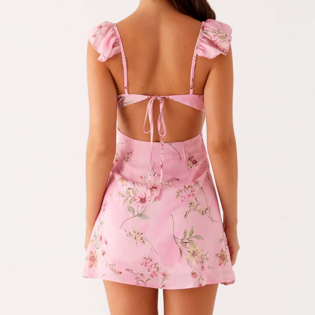 Damen Sommerkleid mit Rüschendetails und Blumenmuster Echo Archiv