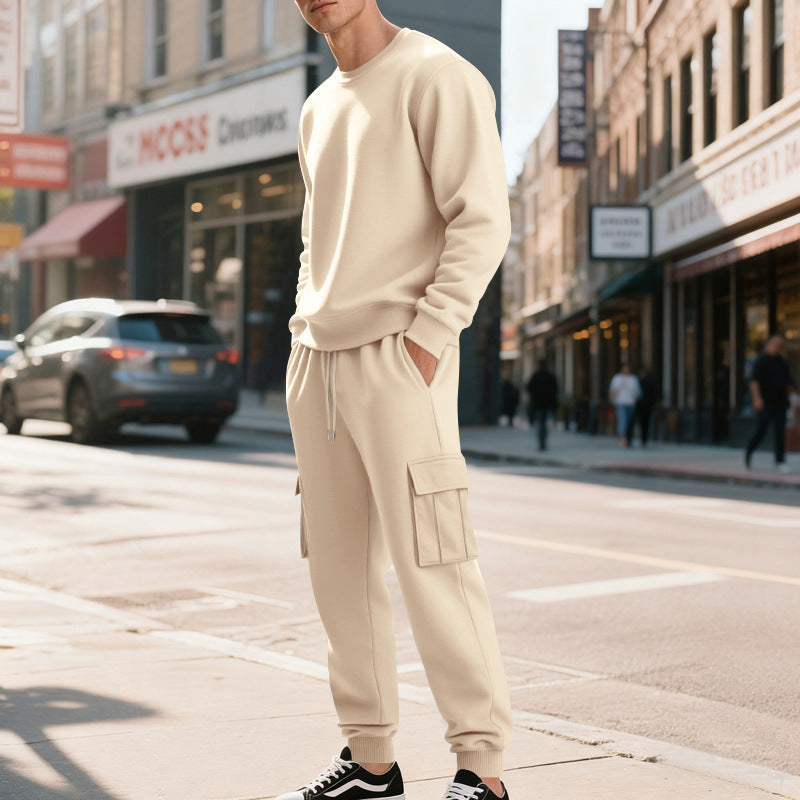 Herren Utility-Cargo-Jogger aus French Terry mit Mehrfachklappen & Tunnelzug – Bravaro