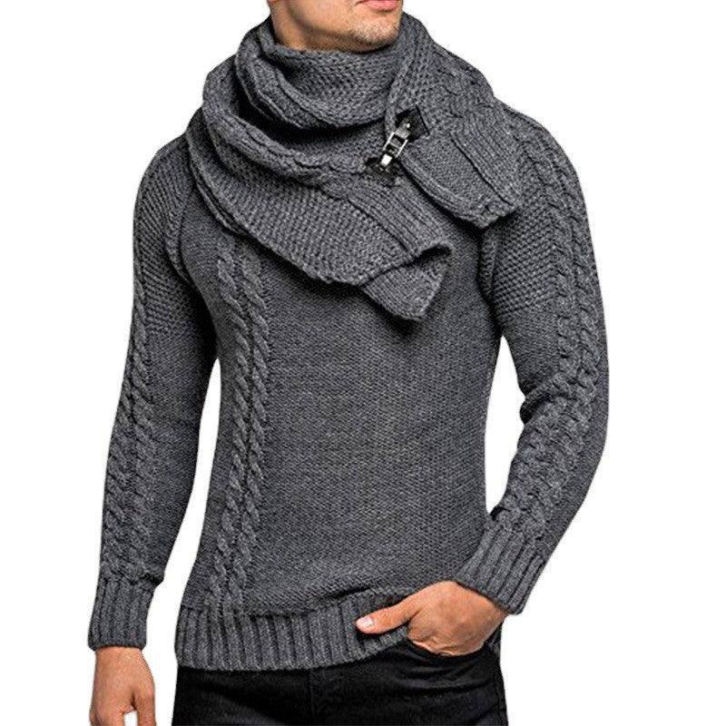 Herren nan Strickpullover mit überlappendem Schalkragen und Schnallenverschluss Echo Archiv