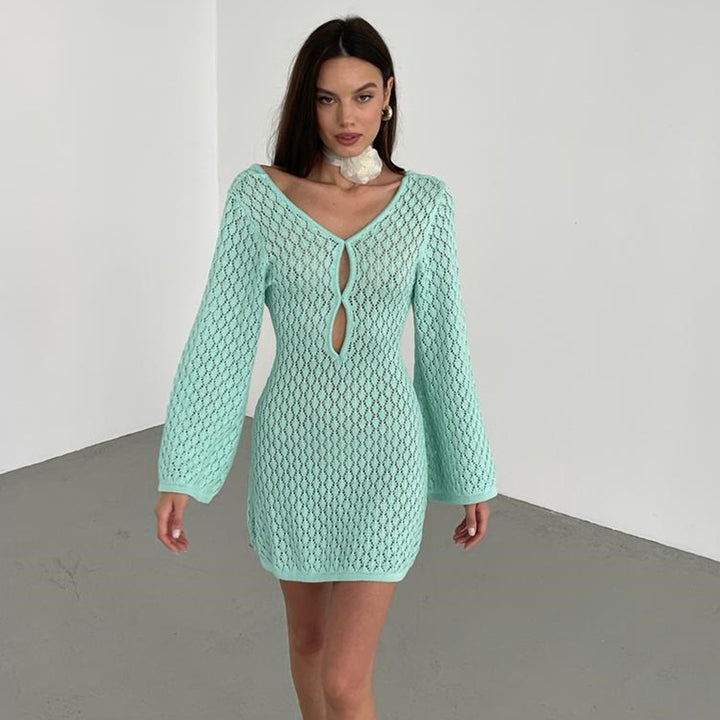 Damen elegantes Häkelkleid mit tiefem Ausschnitt Echo Archiv