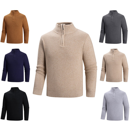 Herren modischer Strickpullover mit halbem Reißverschluss und strukturiertem Muster Echoarchiv