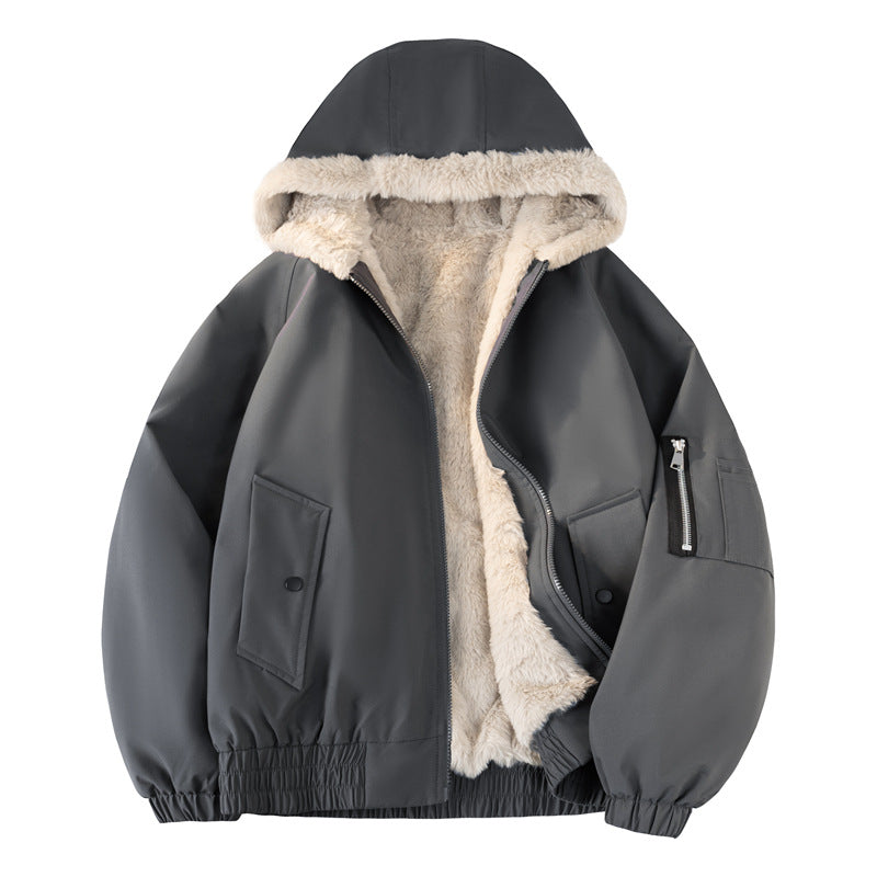 Herren Kapuzen-Bomberjacke mit Teddyfutter, wasserabweisender Außenhülle und Utility-Taschen Echo Archiv