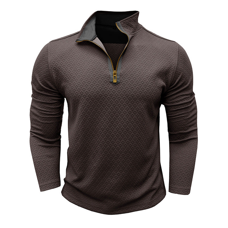 Herren Hochwertiger Langarm-Pullover mit Stehkragen Echoarchiv