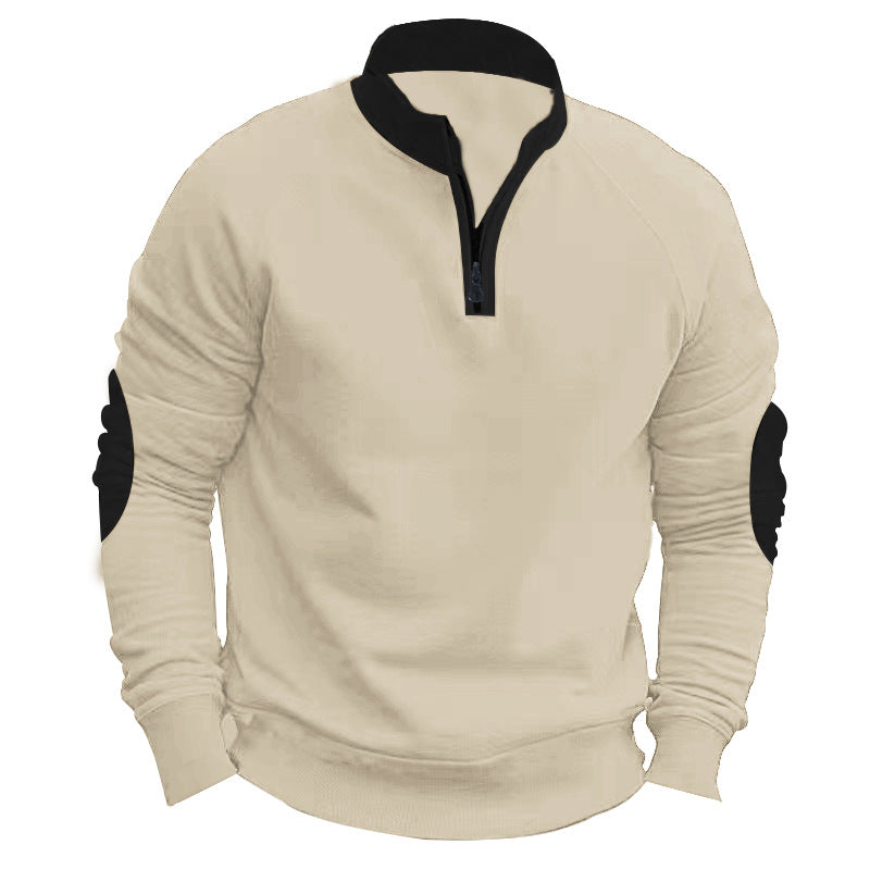 Herren nan Raglan-Pullover mit kurzem Reißverschluss, Stehkragen und ergonomischen Ellenbogen-Panels Echo Archiv