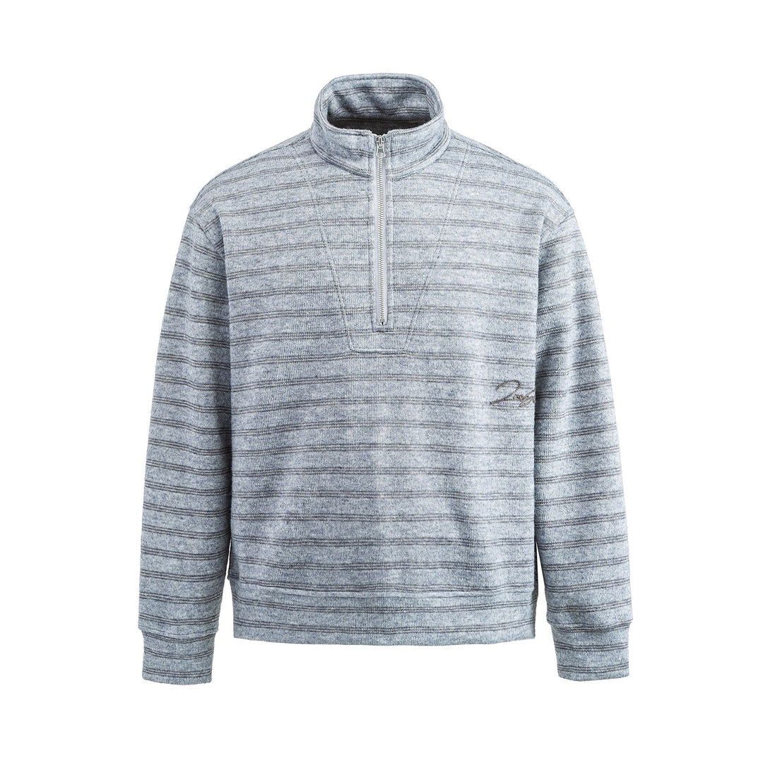 Herren Strukturiertes Halbzip-Strickpullover mit Stehkragen Echoarchiv