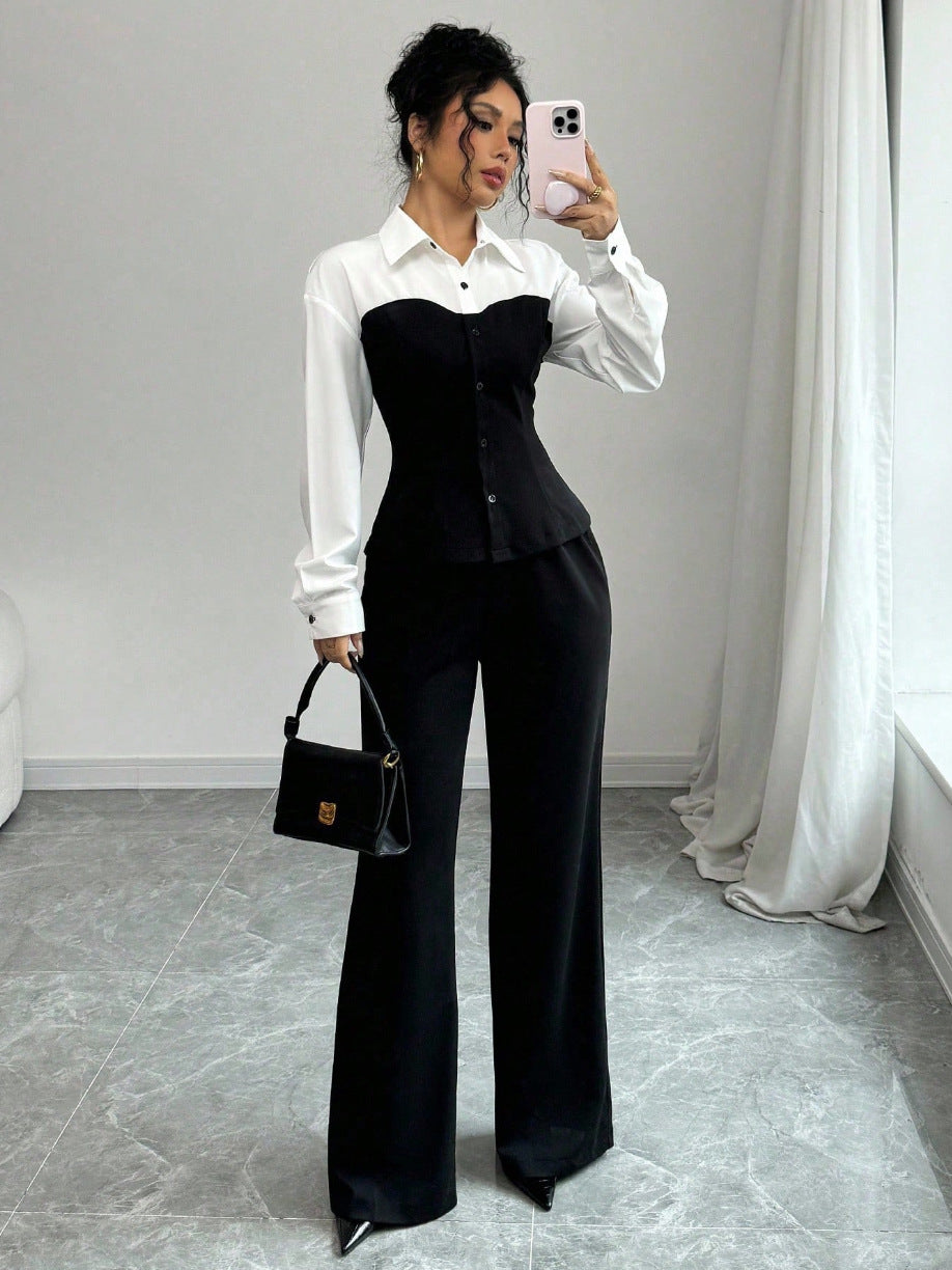 Damen Eleganter Blazer mit hochgeschnittenem Hosenanzug Echo Archiv