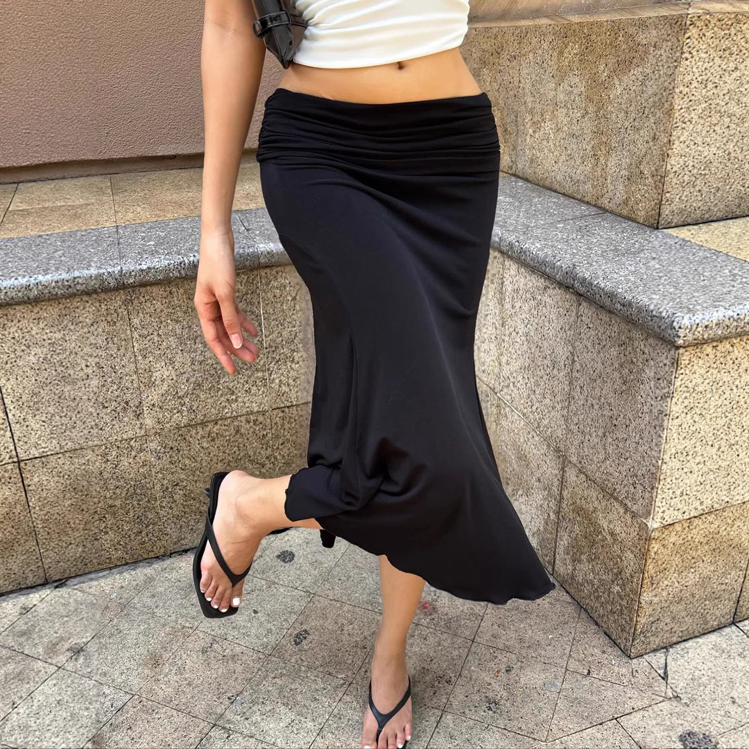 Damen Midirock aus Stretch-Jersey mit gerafftem Bund und A-Linie Echo Archiv