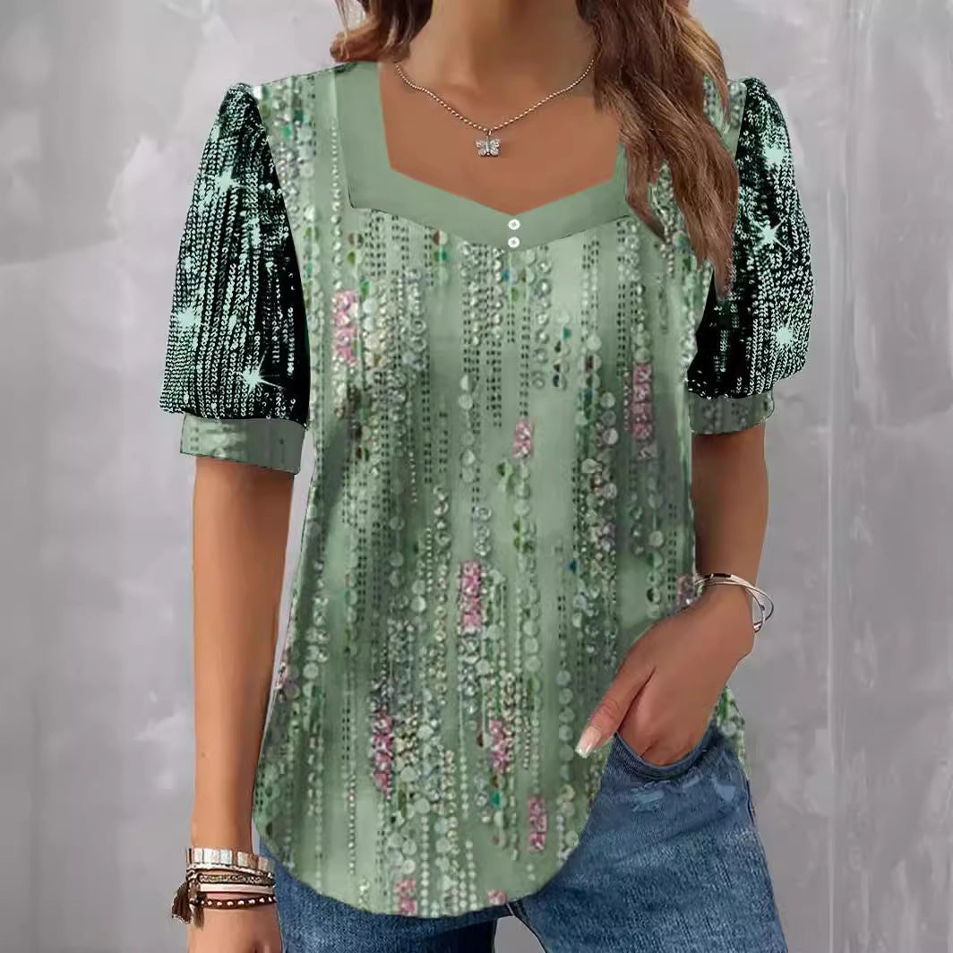Damen Glitzernde V-Pullover Bluse Echo Archiv
