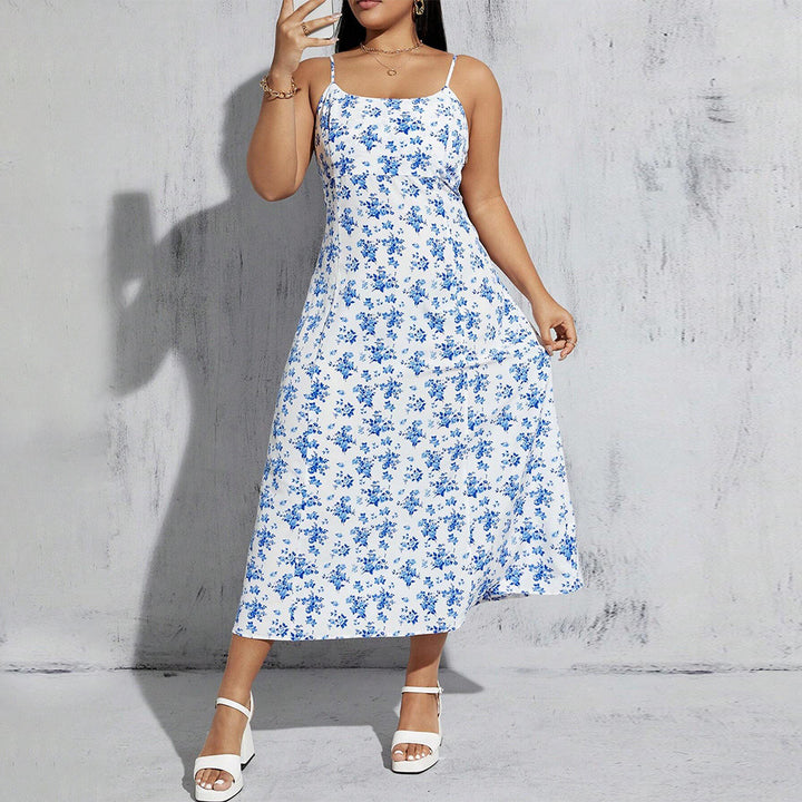 Damen florales Sommerkleid mit schmalen Trägern und leichtem Stoff Echo Archiv