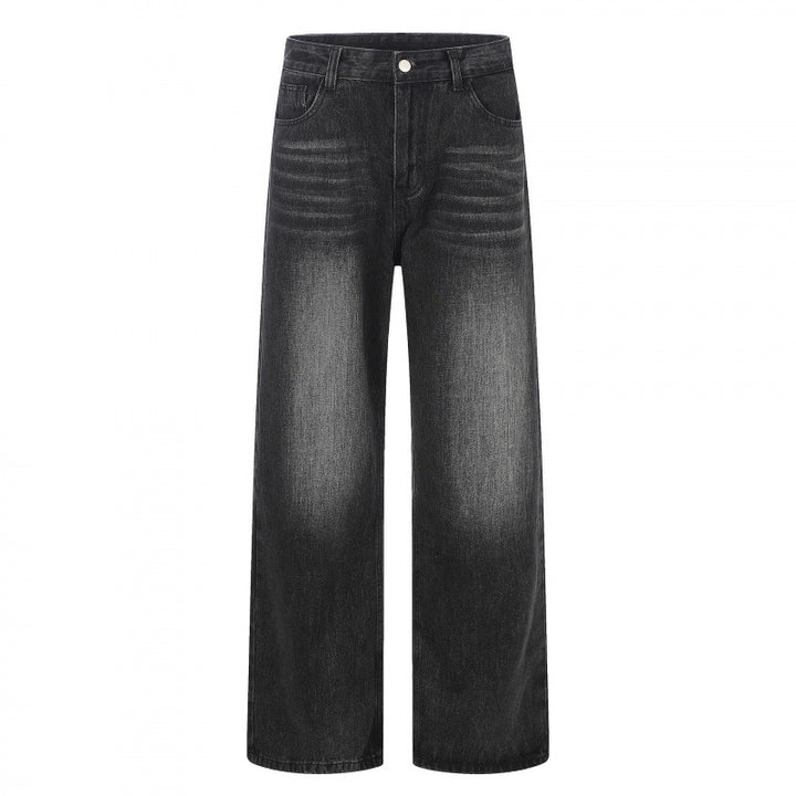 Damen Hochgeschnittene Weite Denim-Jeans mit weitem Bein und Vintage-Waschung Echo Archiv