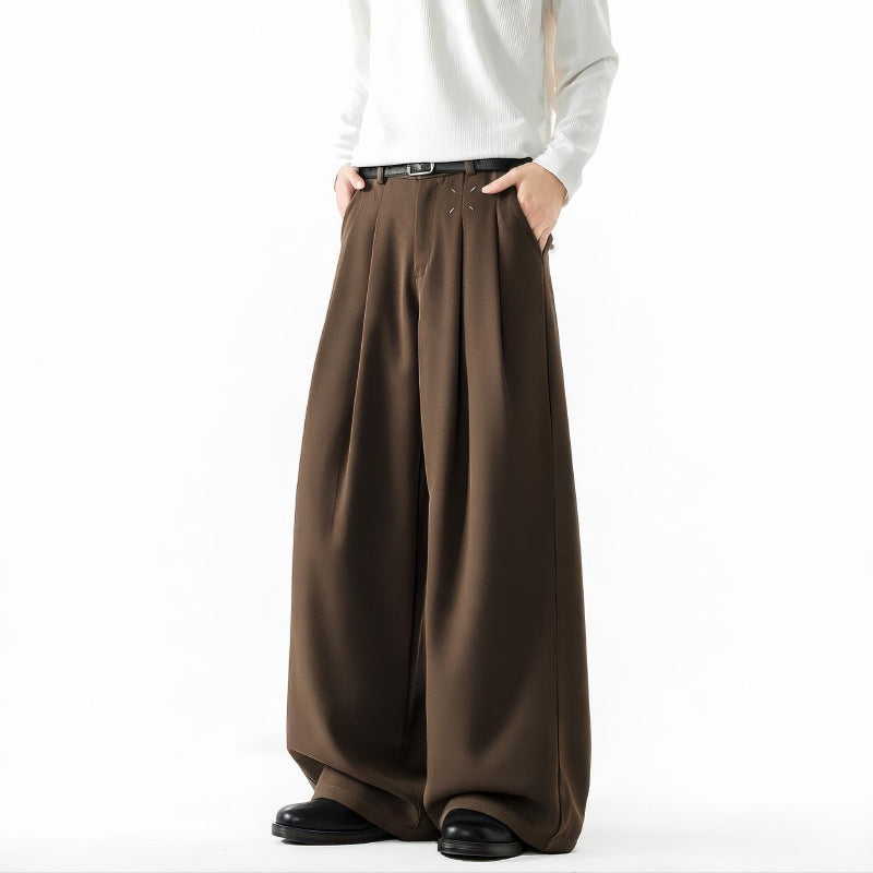 Herren Extrawide Palazzo-Hose mit hoher Taille, Bundfalten und weitem Bein Echoarchiv