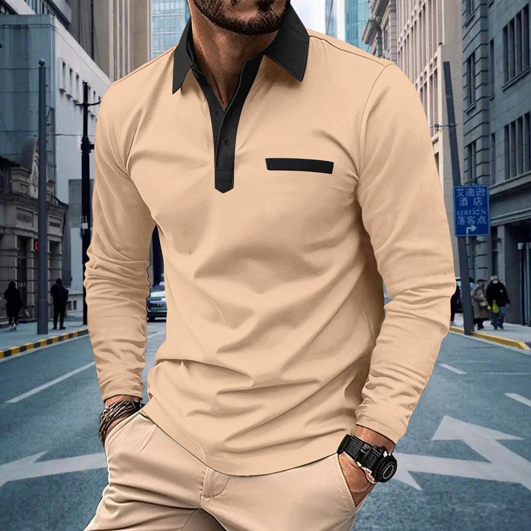 Herren elegantes Langarmhemd mit kontrastierenden Details Echoarchiv