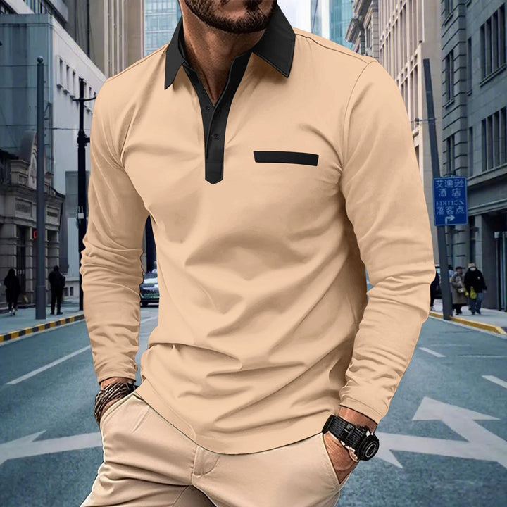 Herren elegantes Langarmhemd mit kontrastierenden Details Echoarchiv