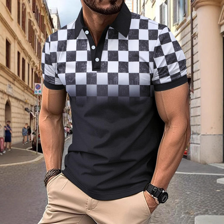 Herren Polohemd mit modischem Karodesign und atmungsaktiver Baumwolle Echoarchiv