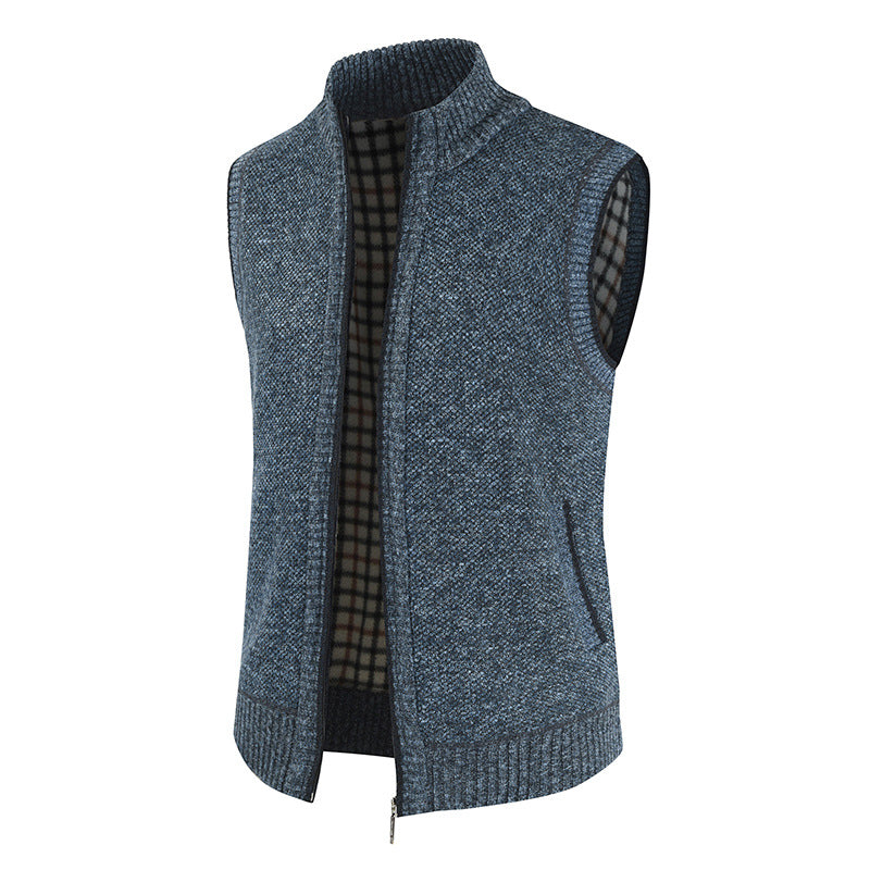 Herren stylische Strickweste mit Stehkragen und durchgehendem Reißverschluss Echoarchiv
