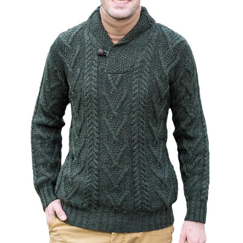 Herren Strickpullover mit klassischem Kragen und strukturiertem Muster Echoarchiv