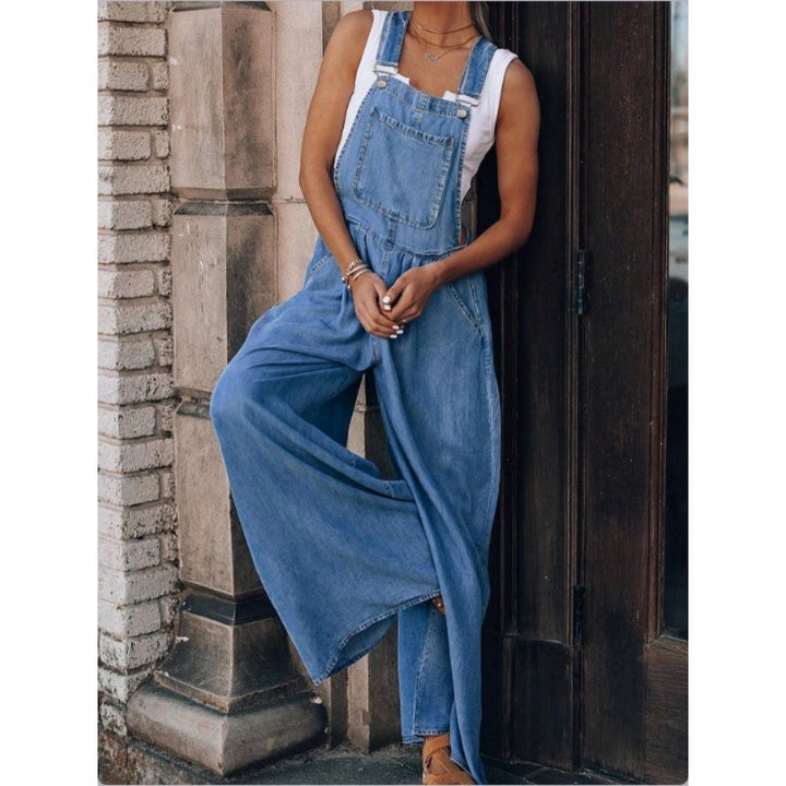 Damen Weite Denim-Latzhose im Palazzo‑Stil Echo Archiv