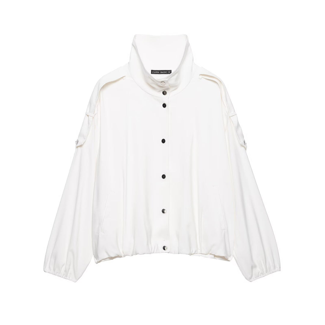 Damen Oversize-Blousonjacke mit Stehkragen und Druckknopffront Echo Archiv