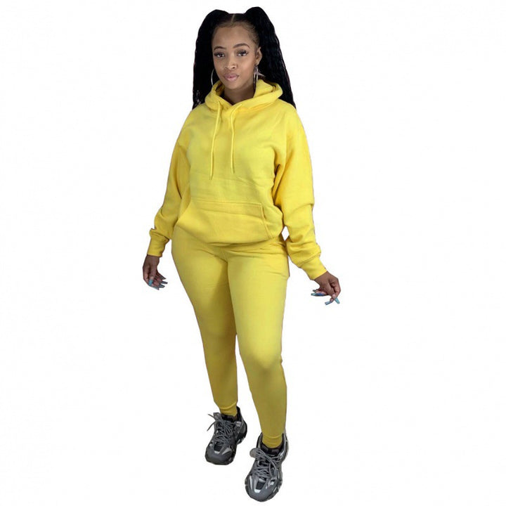 Damen Zweiteiliges Freizeitset mit Oversize Kapuzenpullover und Leggings mit hohem Bund, schmaler Passform – Élanora