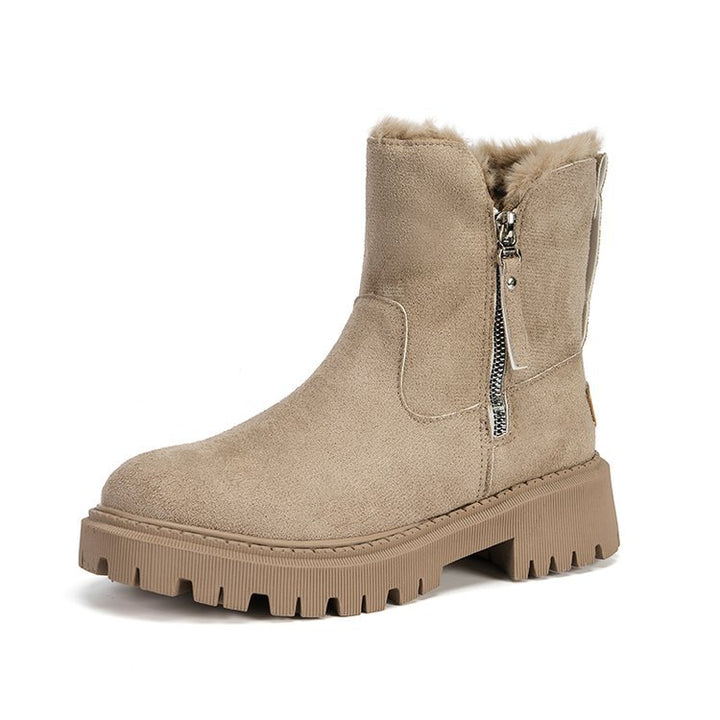Damen  gefütterte Kurzstiefel aus Veloursoptik mit Teddy-Futter und seitlichem Reißverschluss Echo Archiv