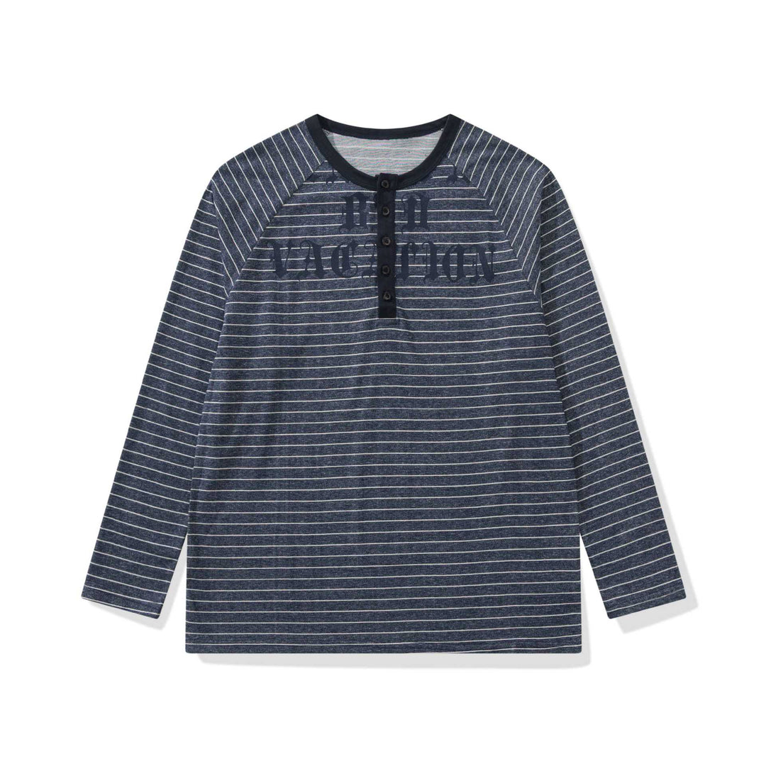 Herren Longsleeve-Henley mit Raglanärmeln und Knopfleiste Echoarchiv
