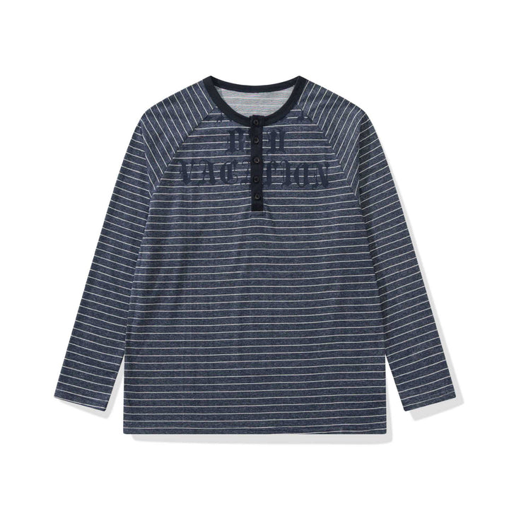 Herren Longsleeve-Henley mit Raglanärmeln und Knopfleiste Echoarchiv