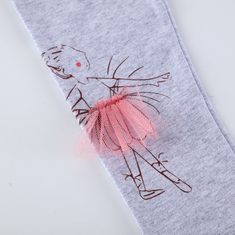 Mädchen Leggings mit niedlicher Ballett-Tüllapplikation Echo Archiv