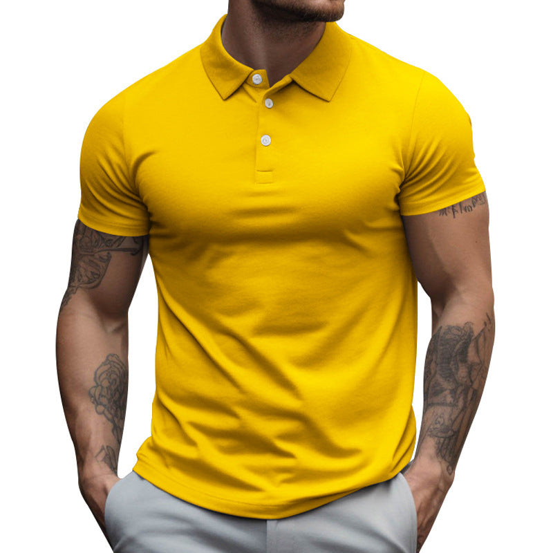 Herren nan tailliertes elastisches Piqué-Poloshirt mit klassischem Kragen Echoarchiv