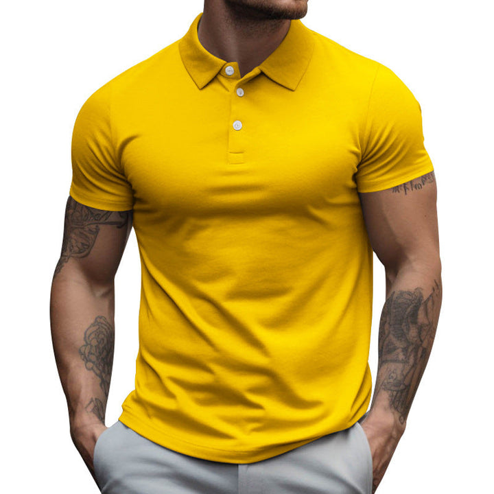 Herren nan tailliertes elastisches Piqué-Poloshirt mit klassischem Kragen Echoarchiv