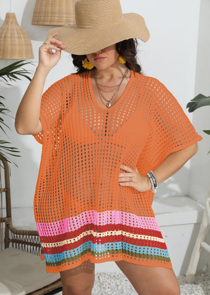 Damen transparenter Strandüberwurf mit buntem Lochdesign Echo Archiv