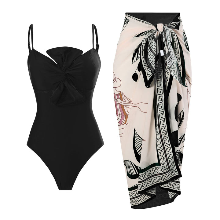 Damen Badeanzug mit elegantem Wickeldesign und floralem Pareo Echo Archiv