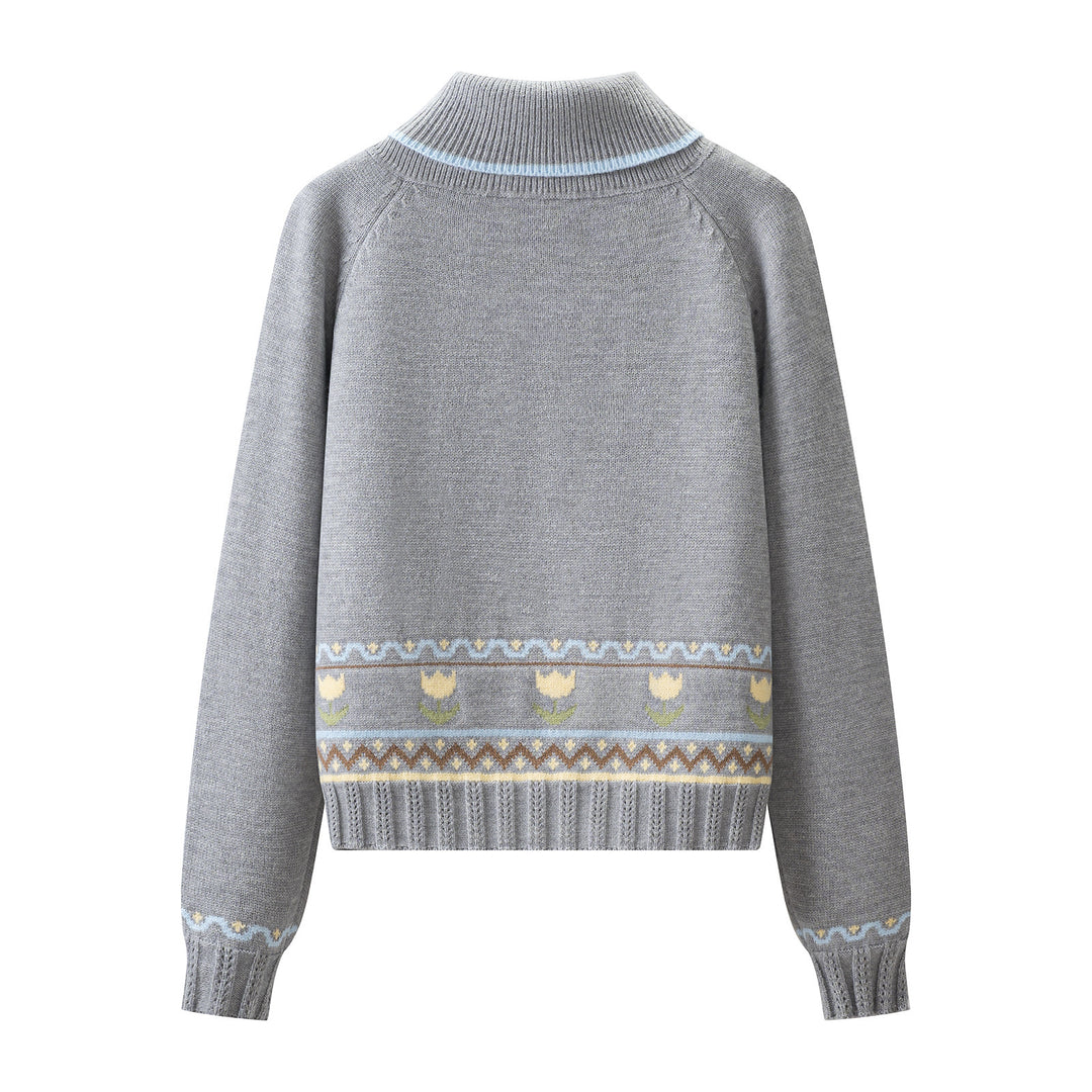 Damen Strick-Set aus Feinstrick mit Schalkragenpullover und hohem Taillen-Midirock Echo Archiv