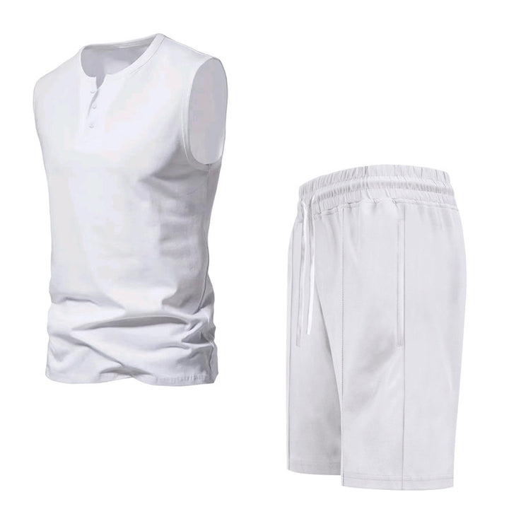 Herren ärmelloses Trainingsoberteil und Shorts-Set aus atmungsaktivem Material Echoarchiv
