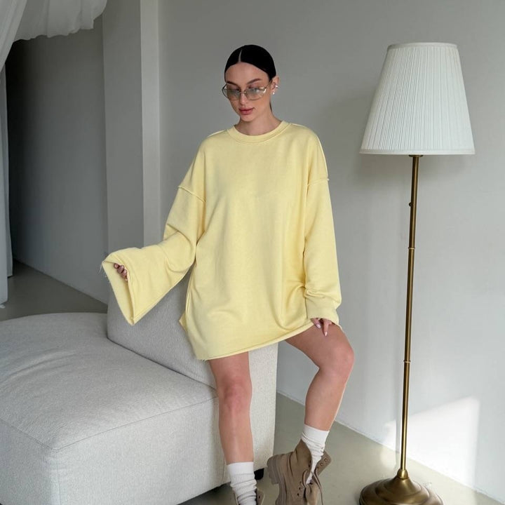 Damen Oversized Sweaterkleid mit weiten Trompetenärmeln – Mavelle