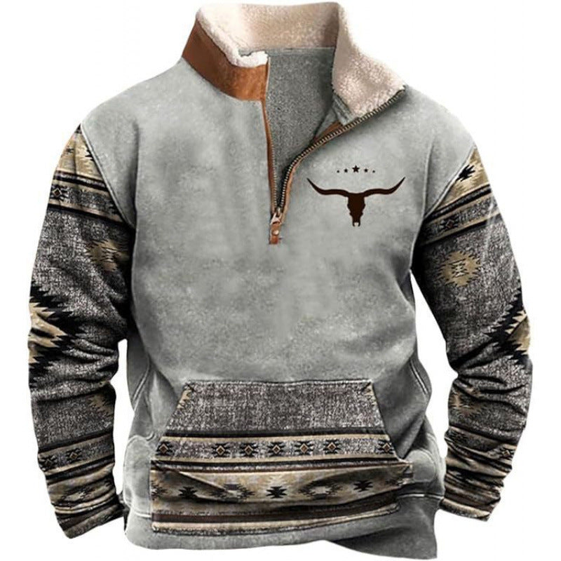 Herren Wärmender Fleece-Pullover mit Stehkragen Echoarchiv