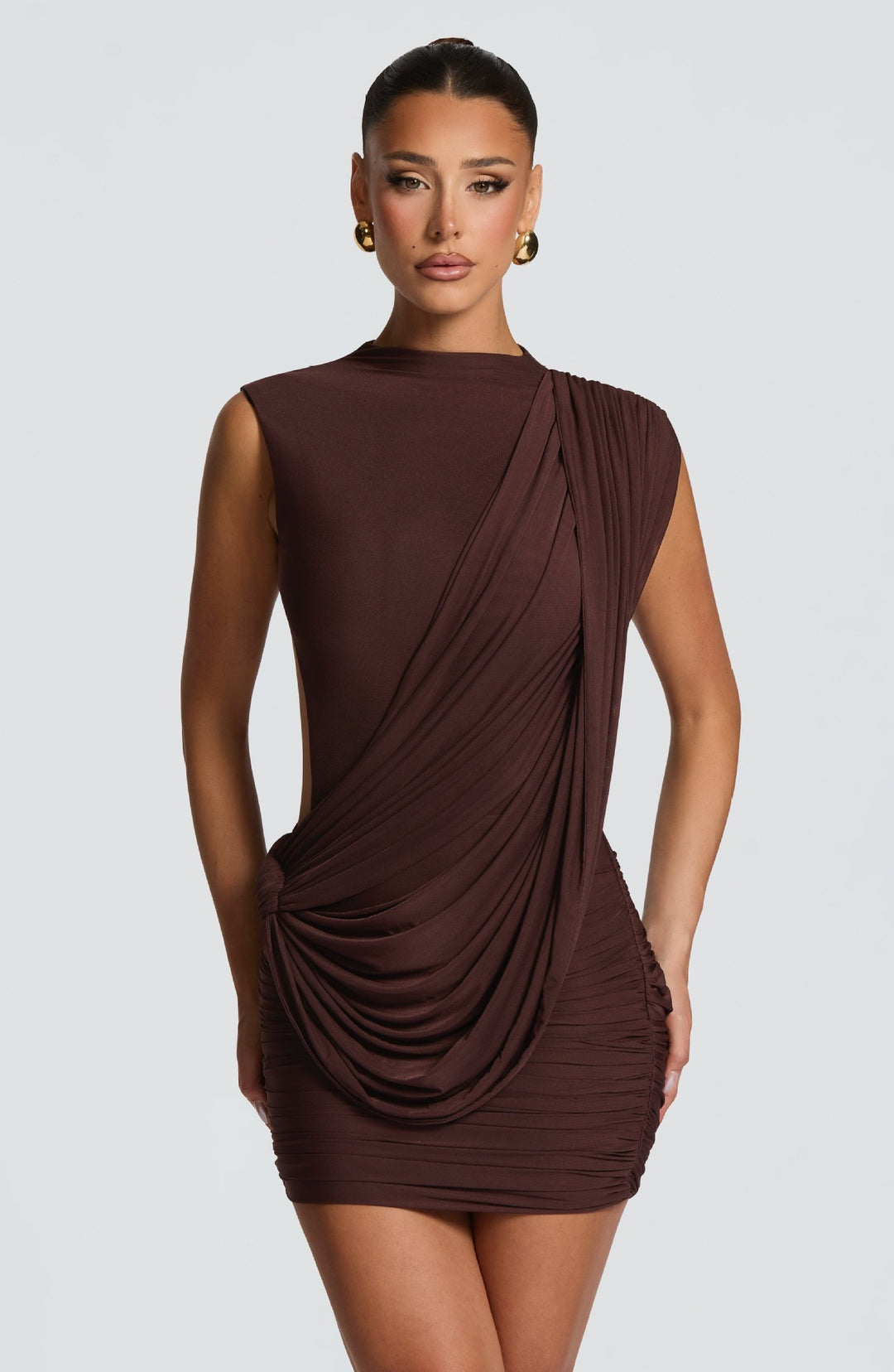 Damen Figurschmeichelndes Minikleid mit asymmetrischer Drapierung Echo Archiv