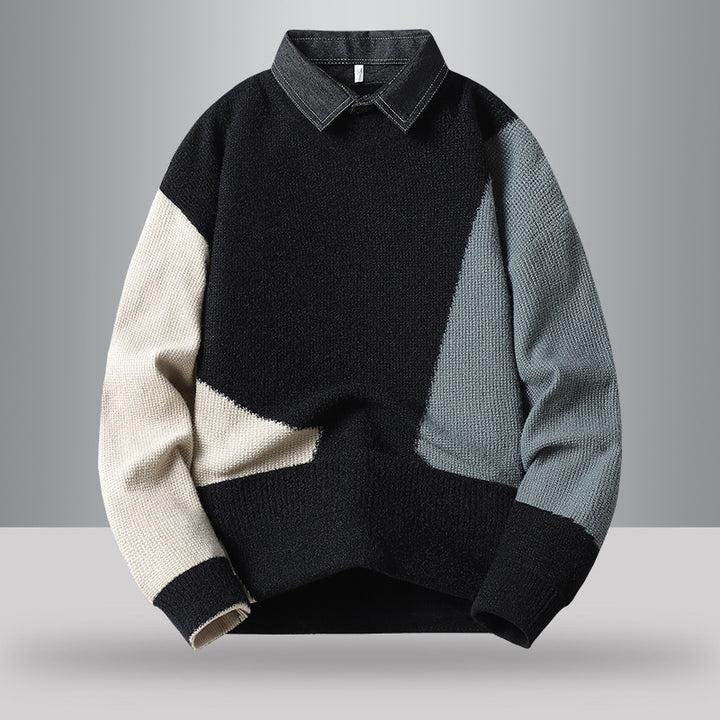 Herren Modischer Strickpullover mit Hemdkragen Echo Archiv