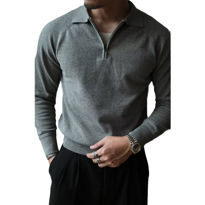 Herren Strickpullover mit kurzem Reißverschluss und sportlichem Stehkragen Echoarchiv